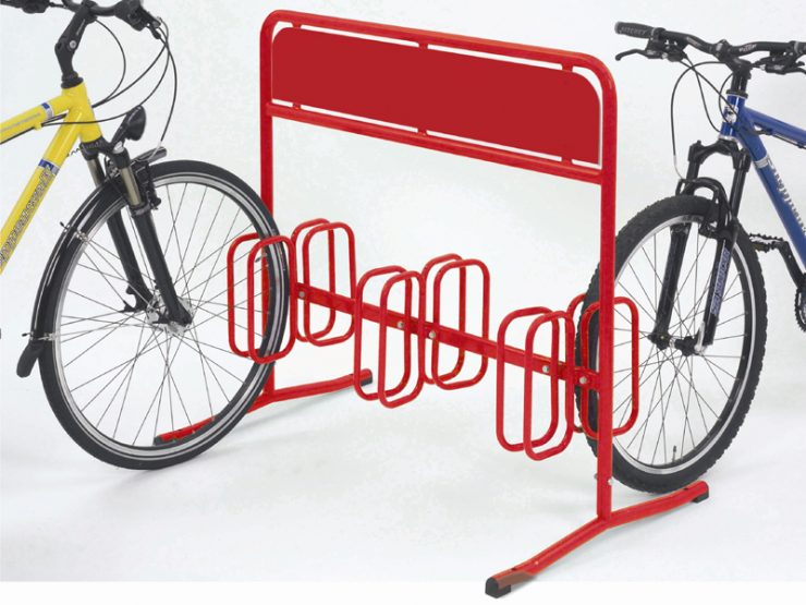 4er Werbe-Fahrradständer Mit Werbetafel - Stahlrohr Fahrradhalter In Blau