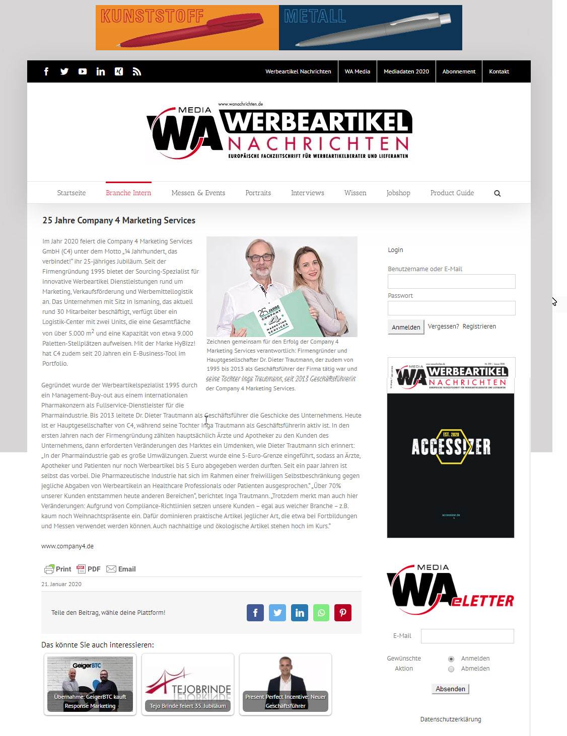 WA-Nachrichten Newsletter 01 2020